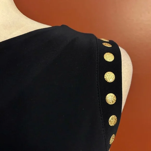 Joseph Ribkoff Black Sleeveless Tunic with Gold Accents - Picture 3 of 4